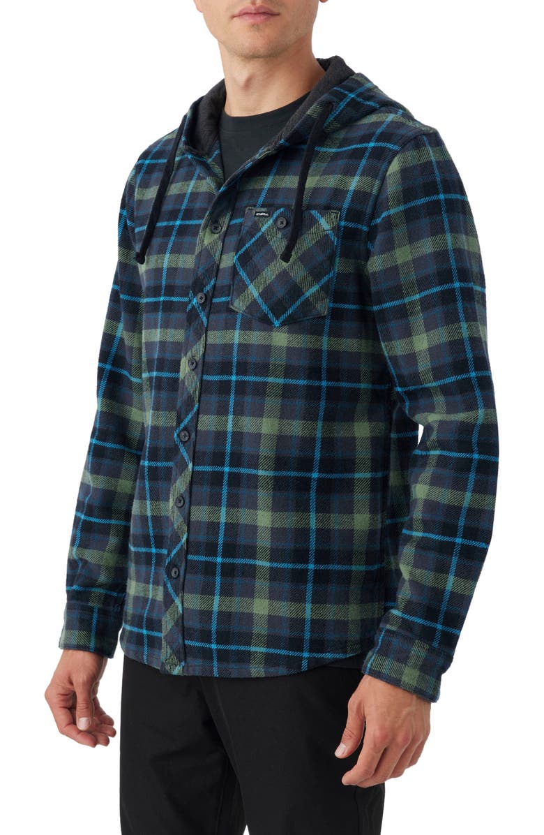 O'Neill Clayton Plaid Hooded Button-Up Shirt, Alternate, color, 