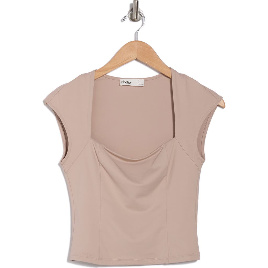 Elodie Double Lined Square Neck T-shirt In Mocha