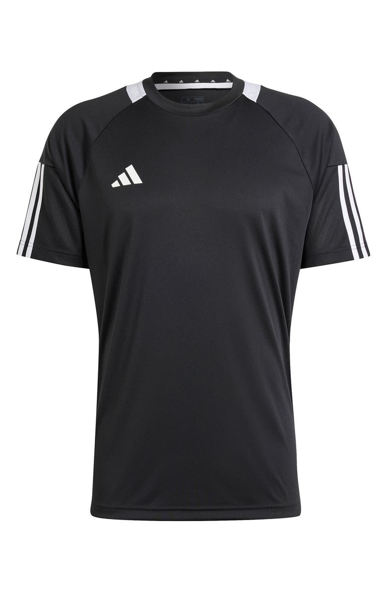 adidas Sereno 3-Stripes AEROREADY T-Shirt, Alternate, color, Black/ White