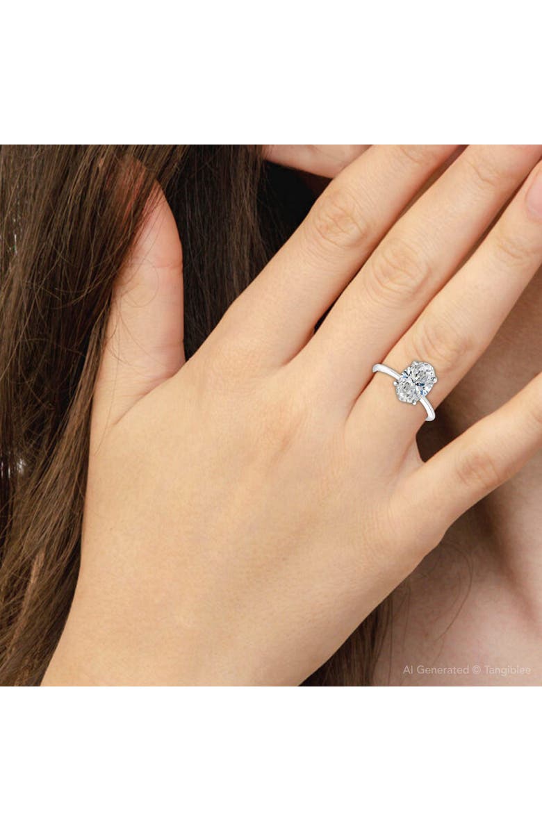 Bliss Diamond Certified 2Ct Oval Diamond Solitaire Thin Engagement Ring Gold Lab Grown, Alternate, color, 14K White Gold