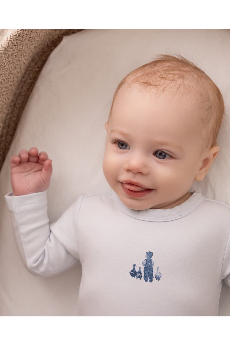 Boy And His Waddling Ducks Cotton Rich Footie, Alternate, color, Pearl Blue