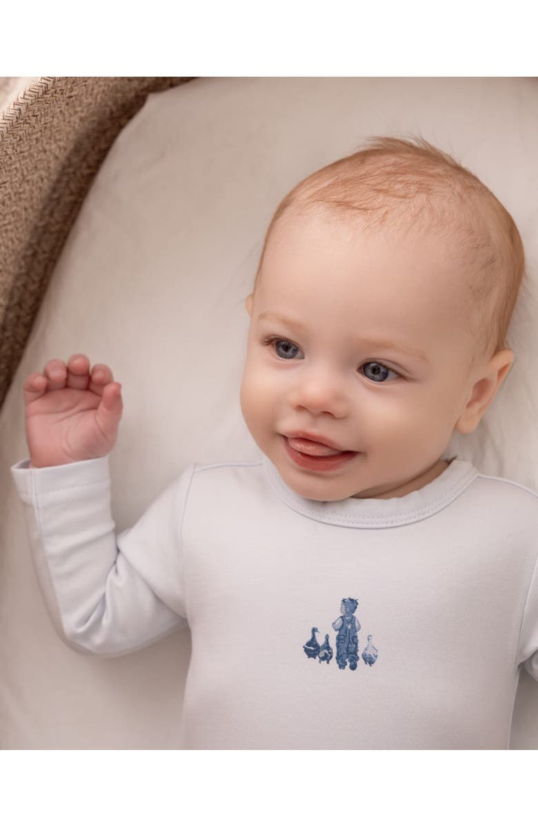 MiniMoi Boy And His Waddling Ducks Cotton Rich Footie, Alternate, color, Pearl Blue