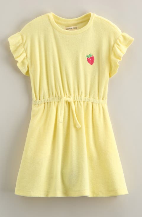 Kids' Flutter Sleeve Cotton Terry Dress (Toddler, Little Kid & Big Kid)