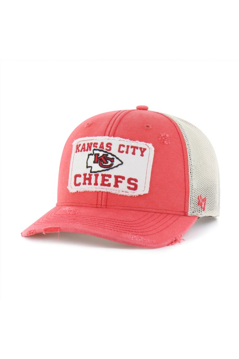 Men's '47 Red Kansas City Chiefs Egremont Well-Worn Adjustable Trucker Hat, Main, color, Red