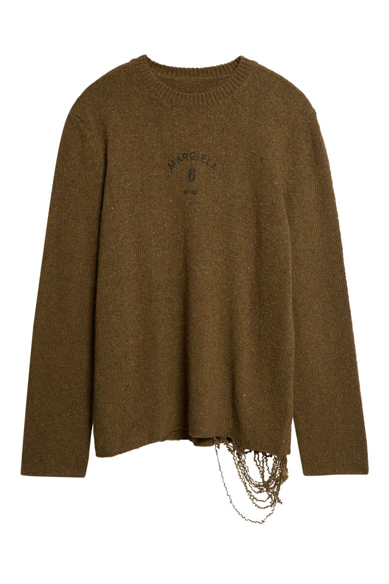 Wool Blend Crewneck Sweater, Main, color, KHAKI-BLACK PRINT