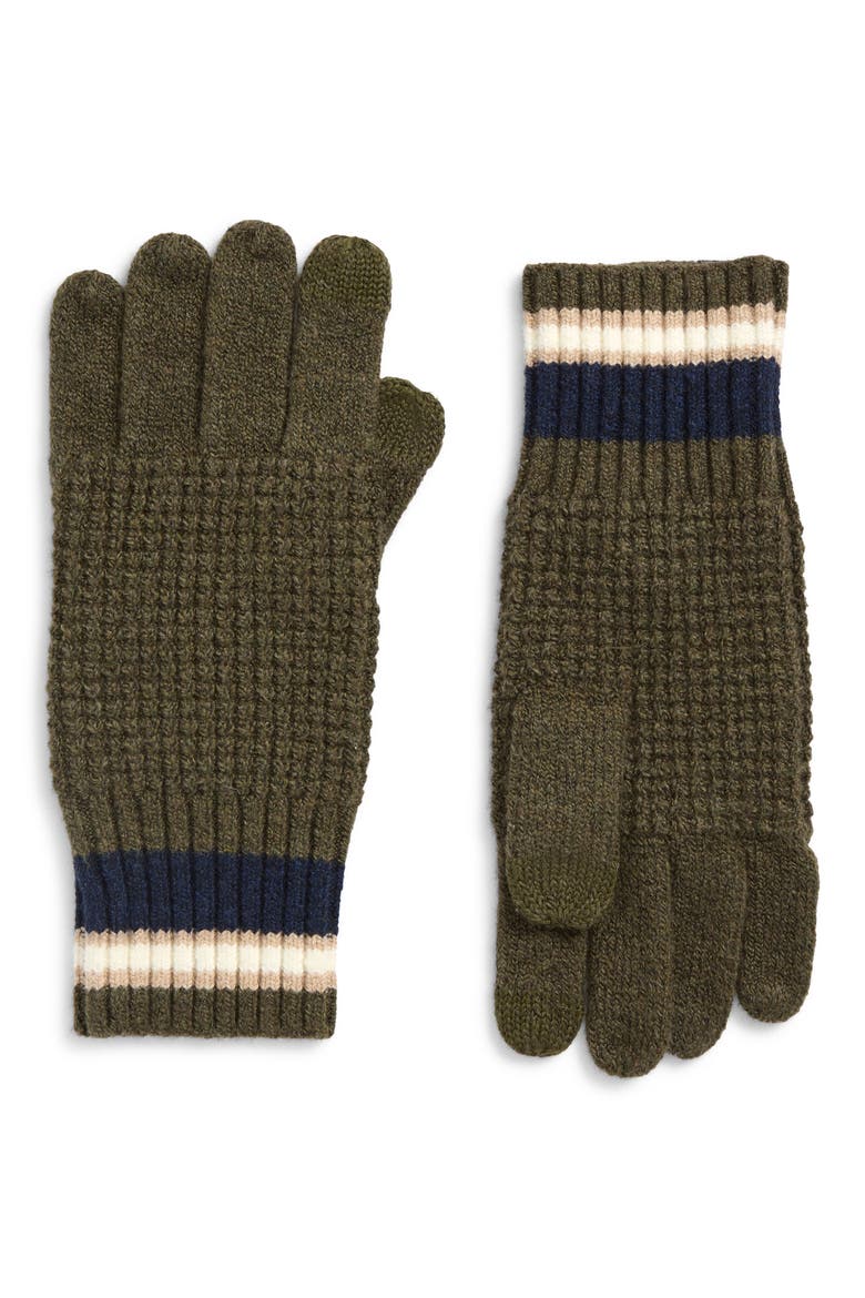 Jackson Stripe Tech Gloves, Main, color, OLIVE HEATHER