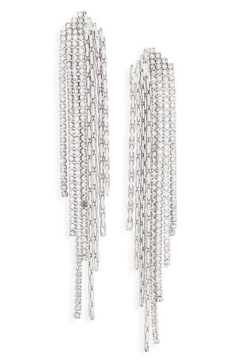 Chain & Crystal Fringe Drop Earrings