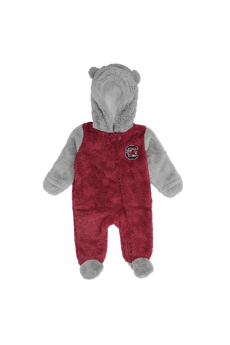 Newborn Garnet/Gray South Carolina Gamecocks Game Nap Teddy Fleece Bunting Full-Zip Sleeper, Alternate, color, Garnet