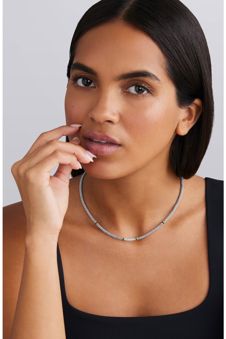 Two-Tone Black Ceramic Caviar Diamond Necklace, Alternate, color, TWO TONE