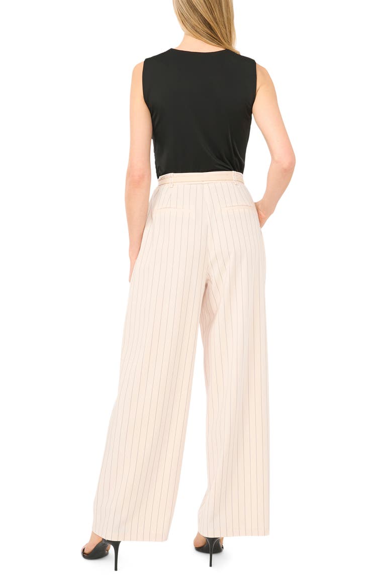 Belted Pleated High Waist Wide Leg Pants, Alternate, color, BIRCH