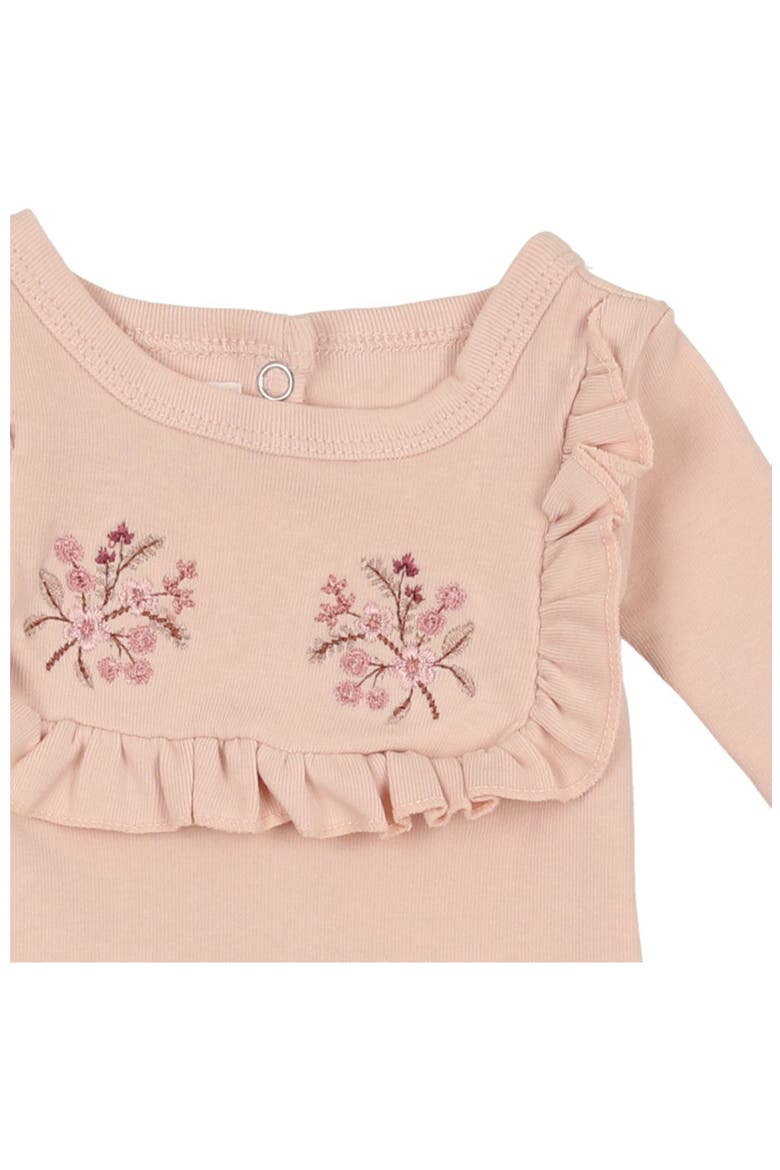 Floral Embroidered Cotton Knit Footie, Alternate, color, PALE PINK