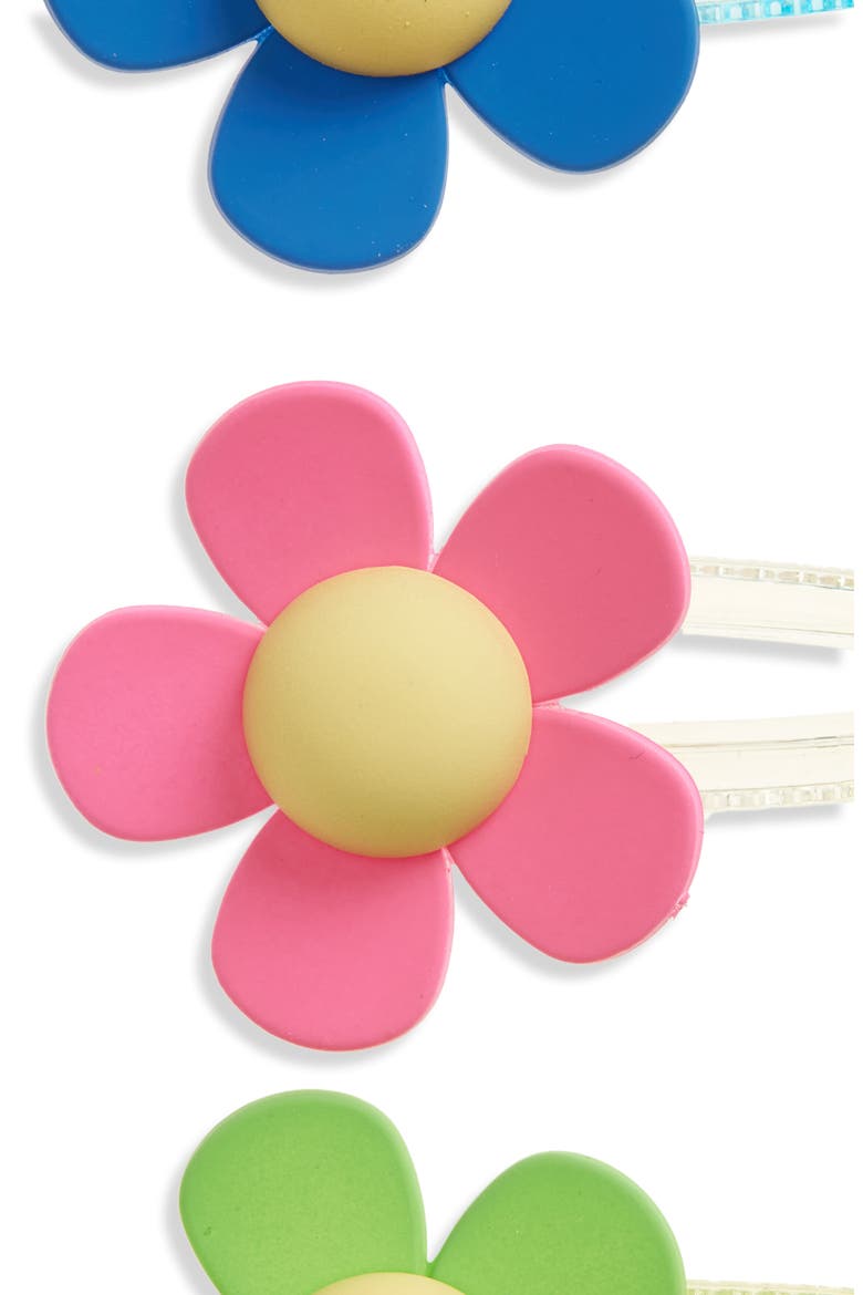 Kids' 3-Pack Flower Hair Clips, Alternate, color, BLUE/PINK/GREEN
