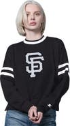 STARTER Women's Starter Black San Francisco Giants Rally Cropped Drop Shoulder Crewneck Sweatshirt