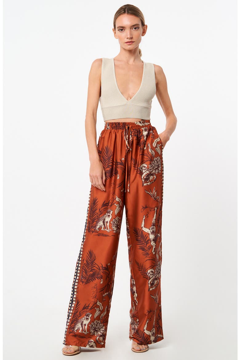 Katia Satin Wide Leg Pants, Alternate, color, AMBER