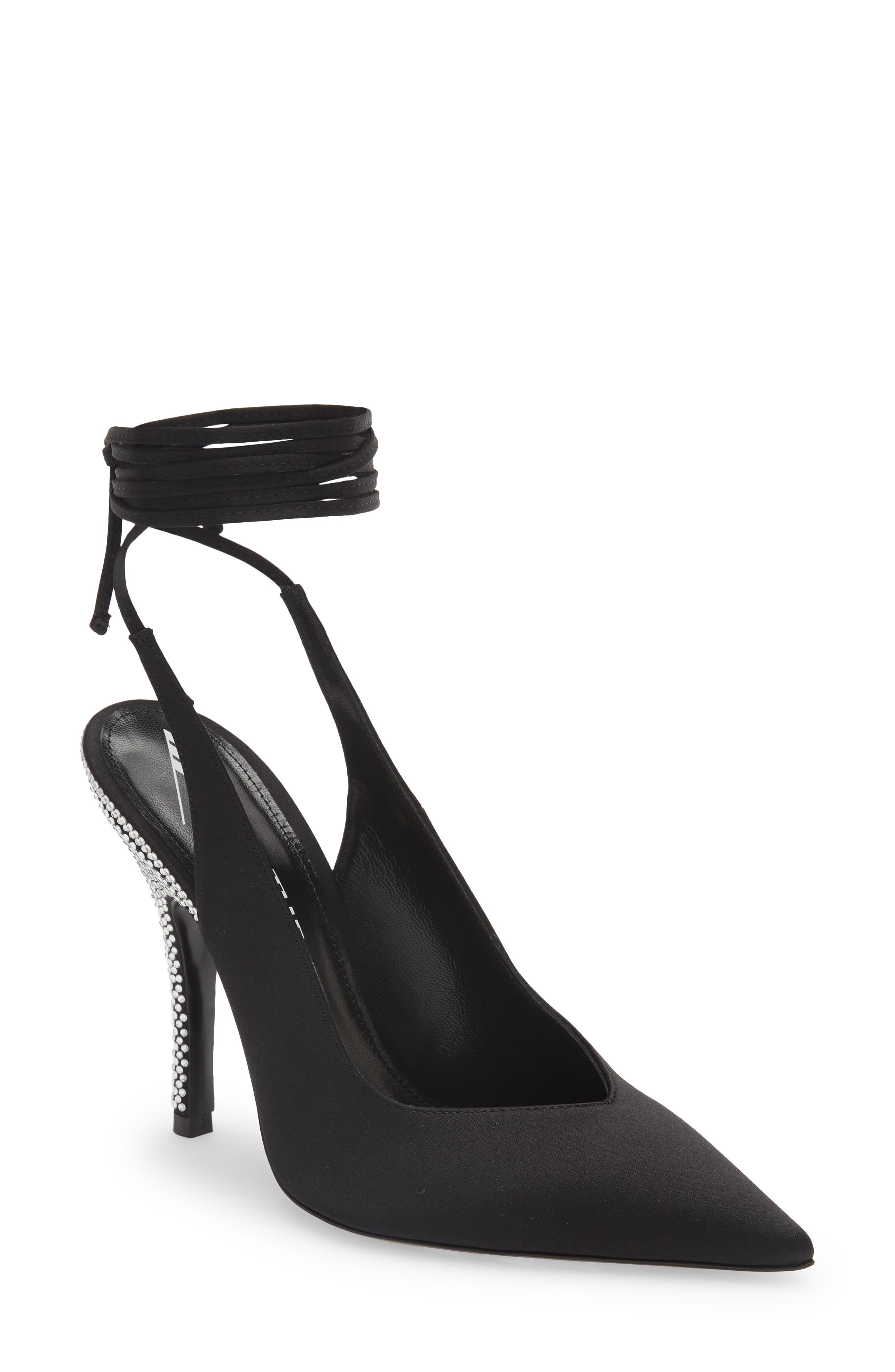 The Attico Ankle Tie Pointed Toe Slingback Pump, Main, color, 