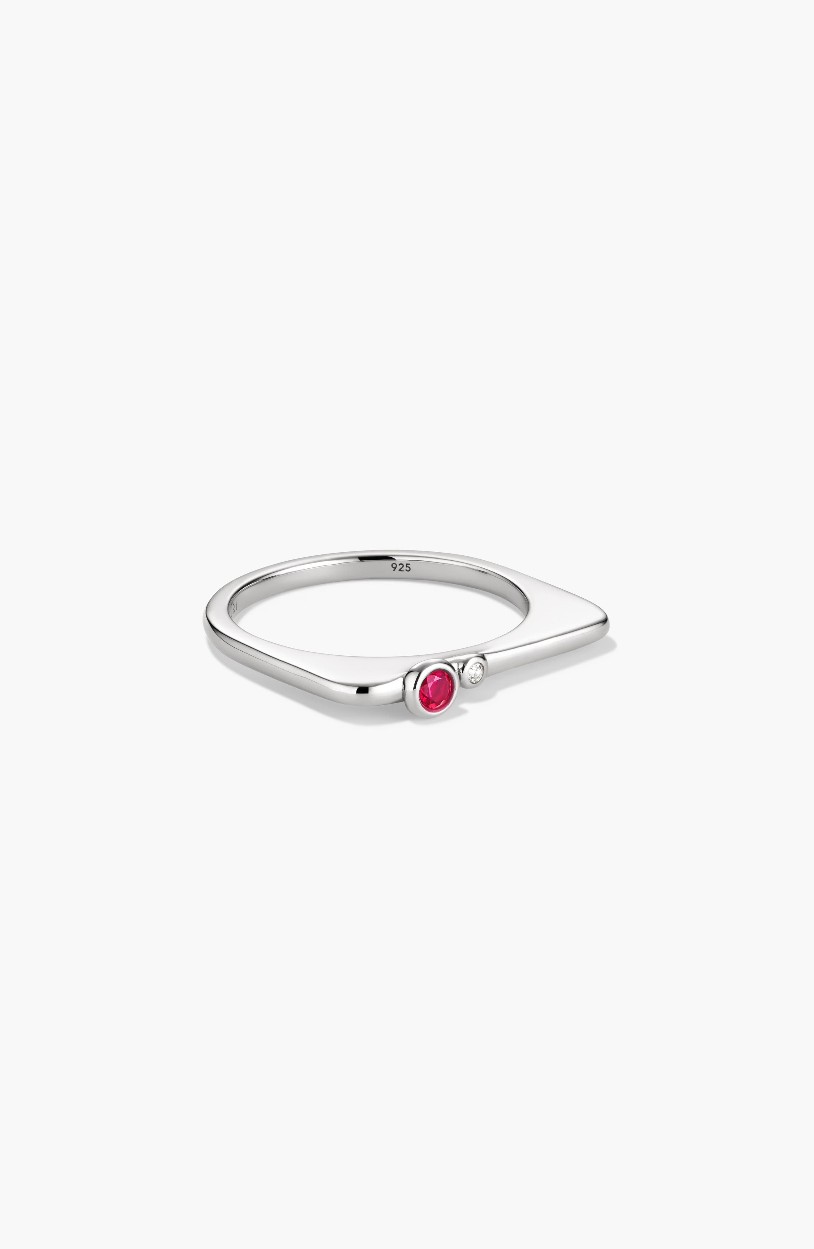 Silver / Lab Grown Ruby