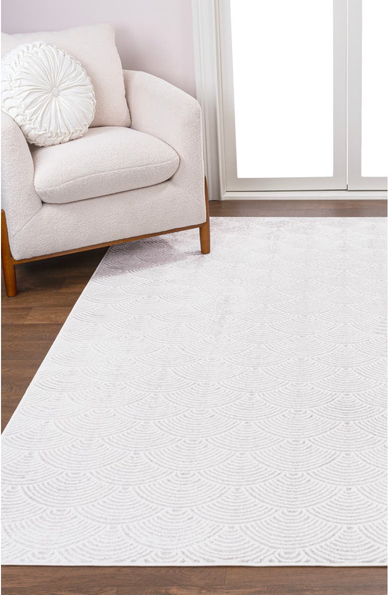 JONATHAN Y Porter Geometric Art Deco Fan Pattern High-Low Area Rug, Alternate, color, White/Light Gray