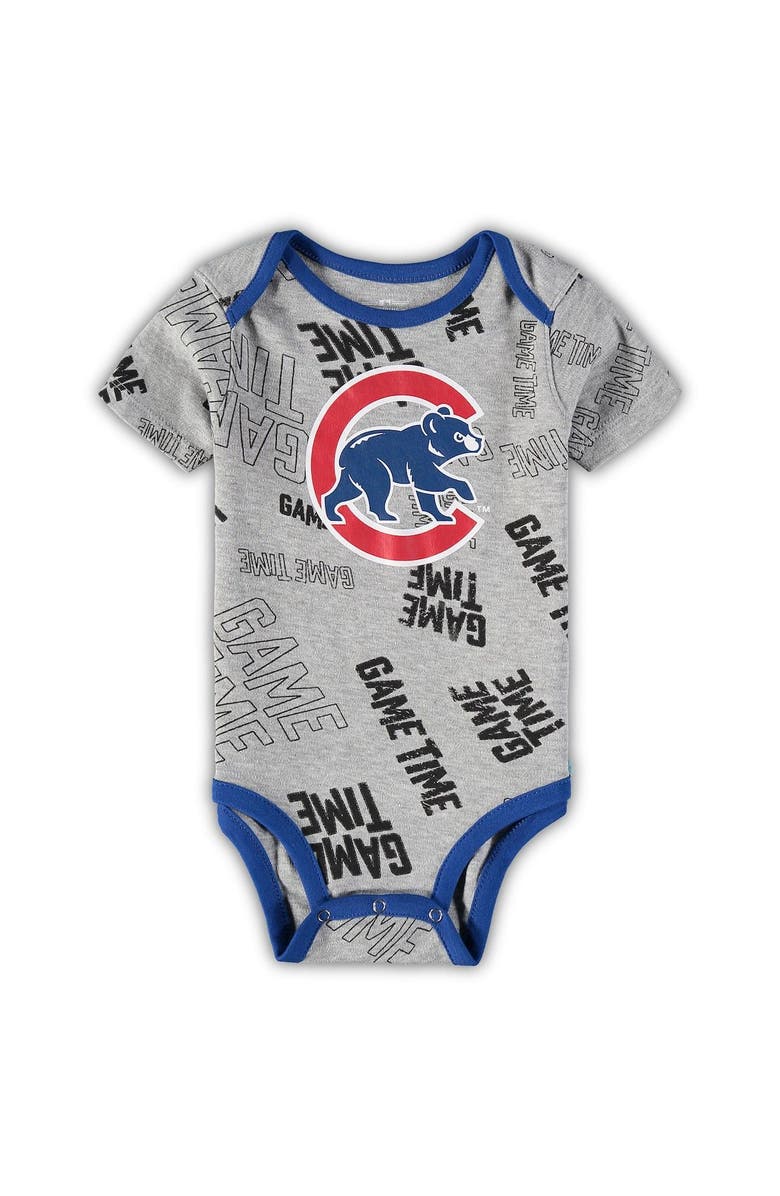 Outerstuff Newborn & Infant Chicago Cubs Royal/Red/Heathered Gray Game Time Three-Piece Bodysuit Set, Alternate, color, Royal