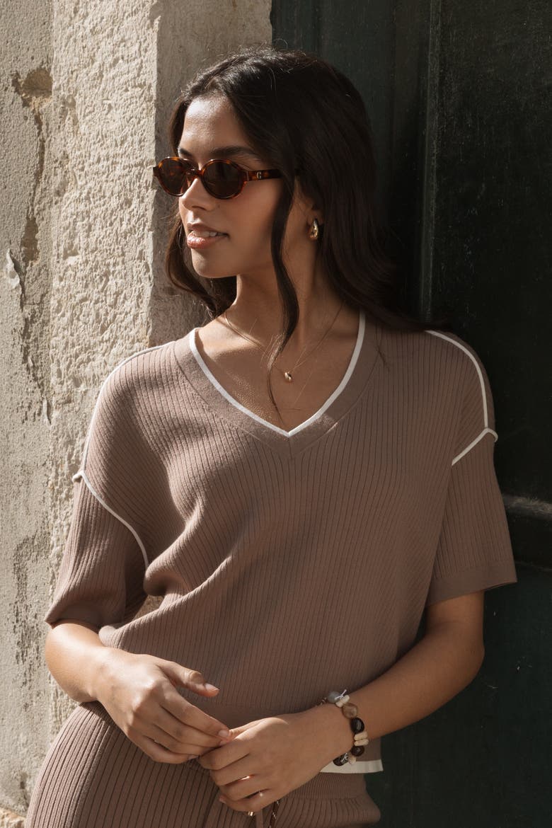 The Awaken Rib V-Neck, Alternate, color, Terra