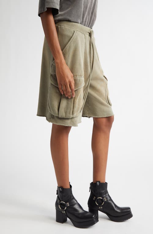 R13 Relaxed Mulitpocket Sweat Shorts In Faded Olive