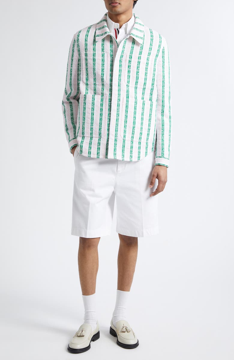 Thom Browne Stripe Utility Shirt Jacket, Alternate, color, Light Pink