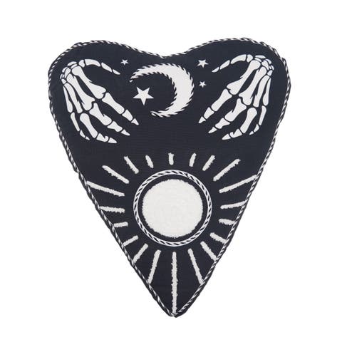 Mystical Planchette Heart Shaped Cotton Blend Halloween Accent Pillow 14" x 16"