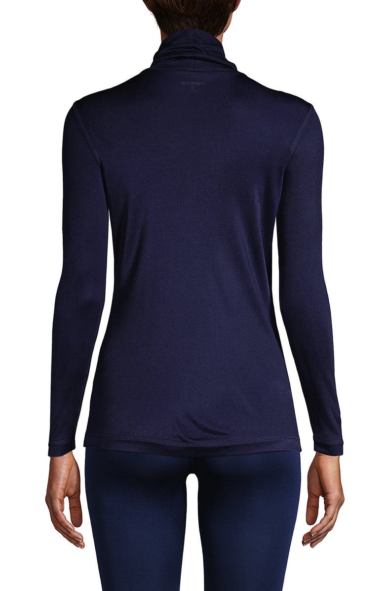 Lands
 End Silk Interlock Turtleneck Long Underwear Top, Alternate, color, Deep Sea Navy
