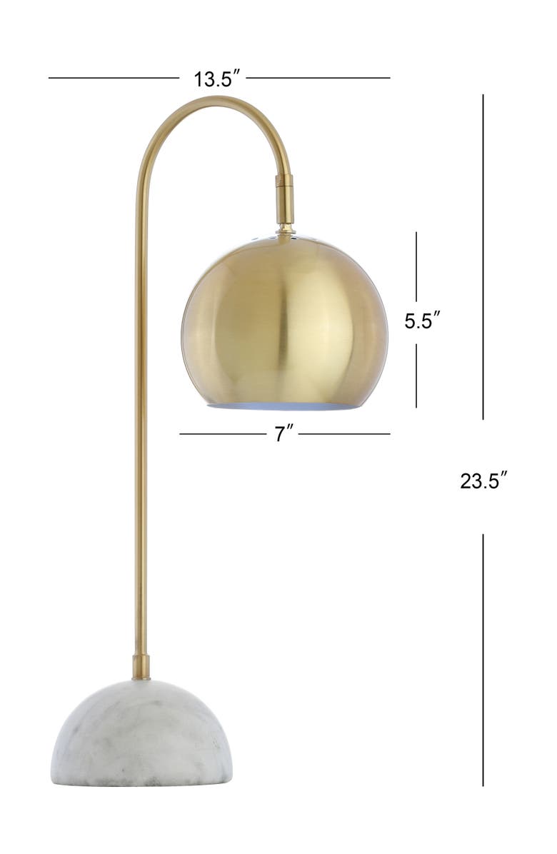 JONATHAN Y Stephen Metal/Marble LED Table Lamp, Alternate, color, Brass Gold/White