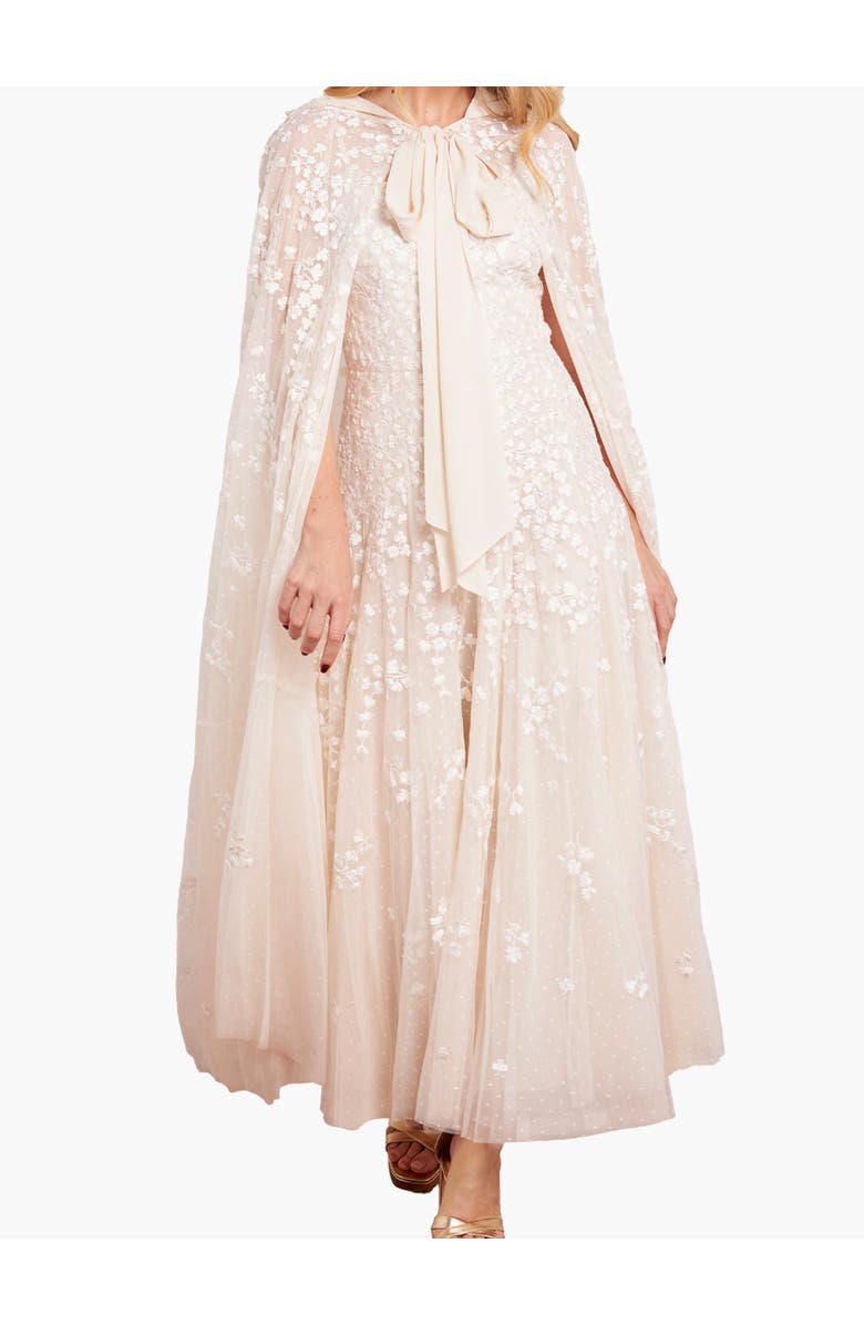 Needle & Thread Scatter Blossom Hooded Long Cape, Alternate, color, Cream