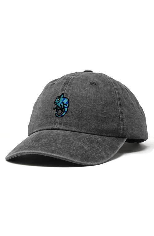 Dalix Chameleon Embroidered Dad Hat In Washed Black