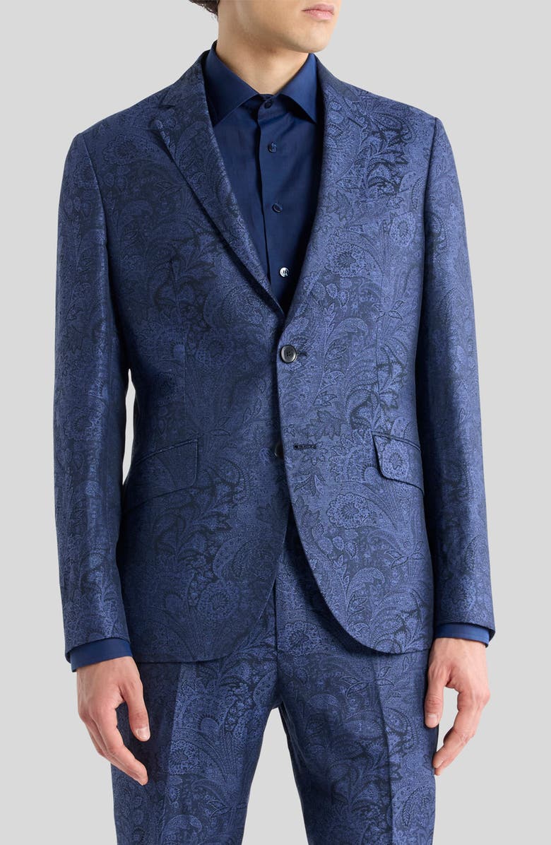 Etro Roma Paisley Linen & Cotton Sport Coat, Main, color, Blue
