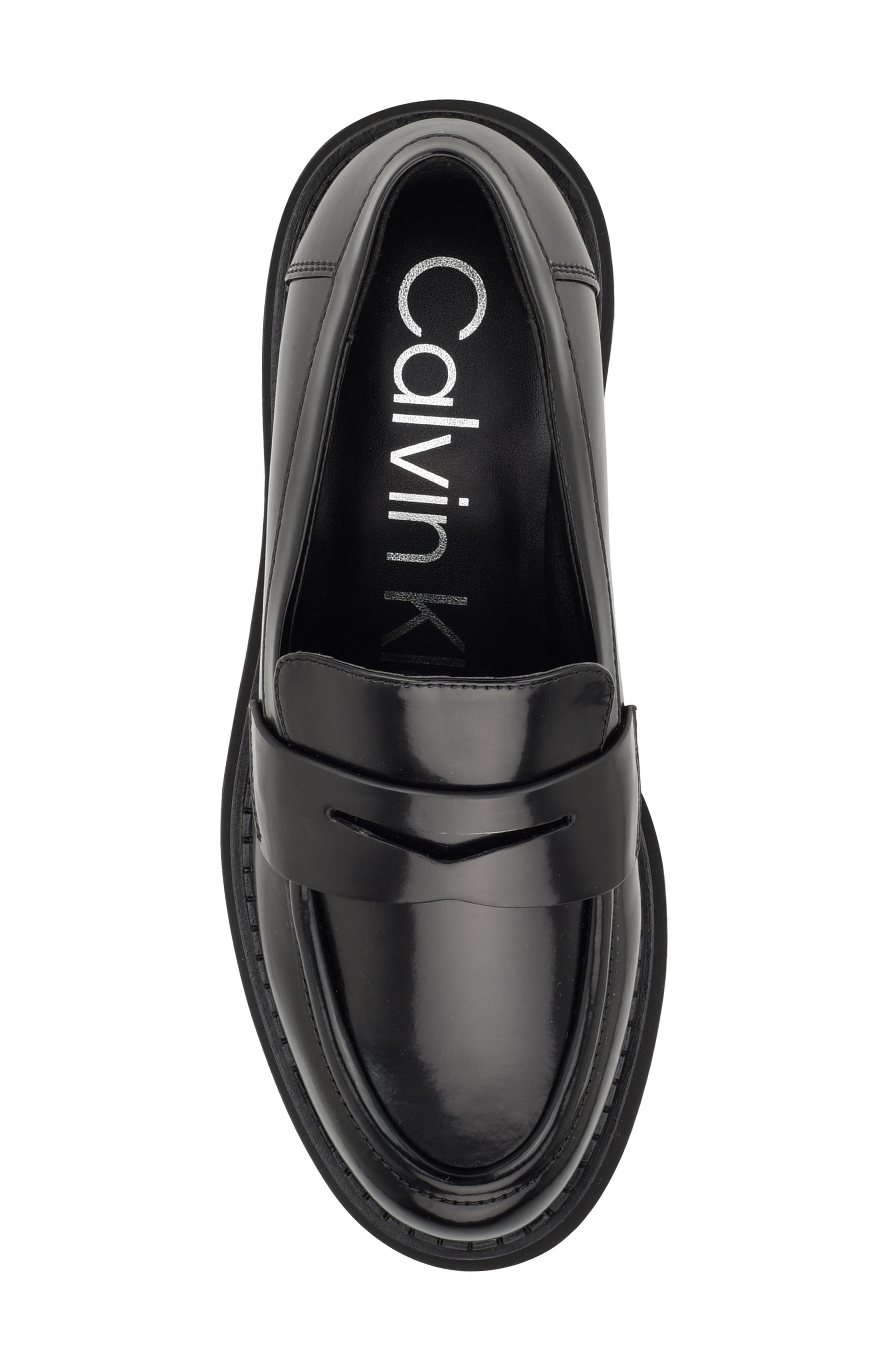 Calvin Klein Grant Lug Sole Penny Loafer, Alternate, color, Black