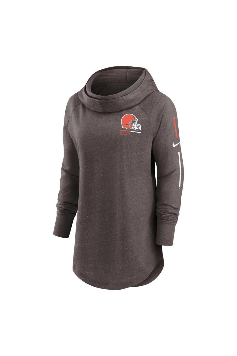 Women's Nike Brown Cleveland Browns Minimal Statement Lightweight Raglan Funnel Neck Pullover Hoodie, Alternate, color, Brown