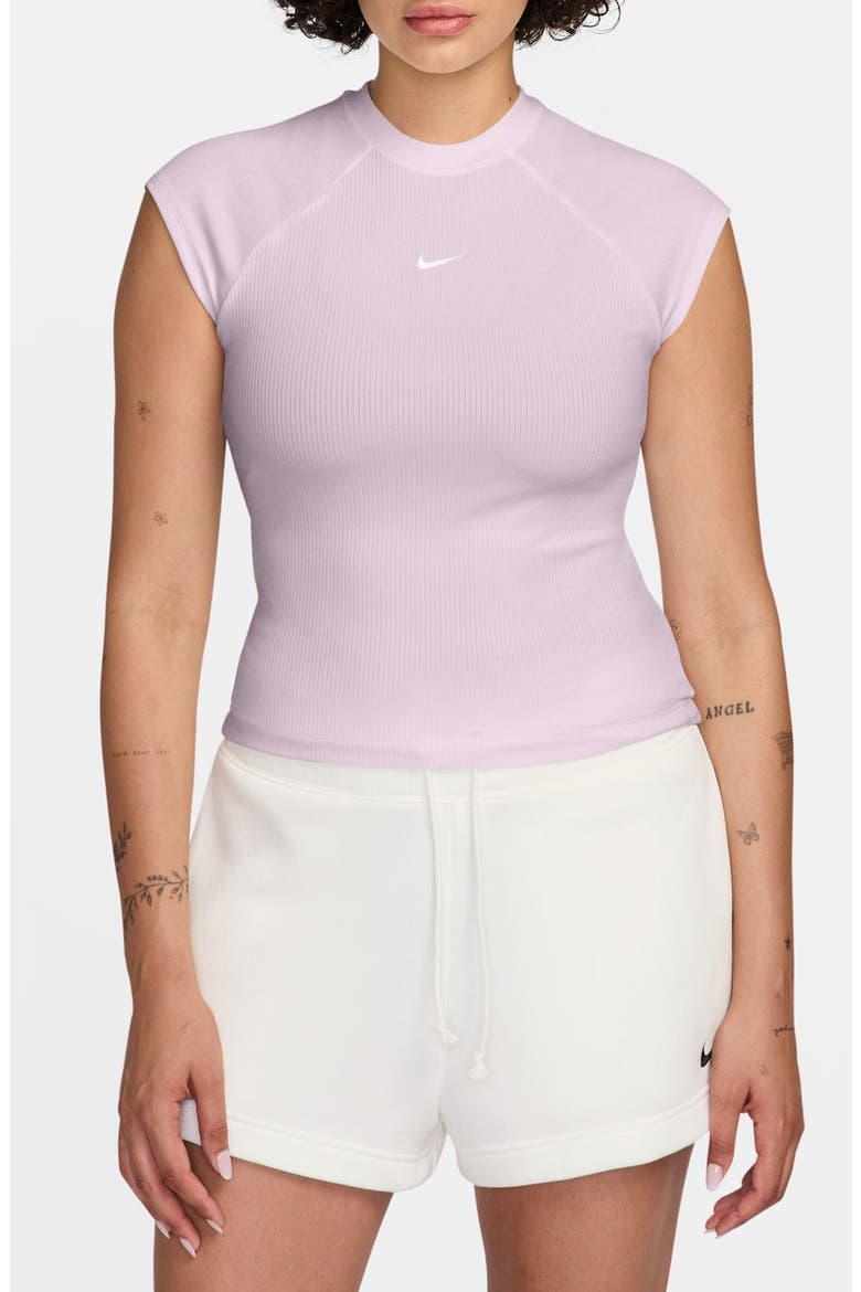 Chill Crop Rib T-Shirt, Main, color, LILAC/ WHITE