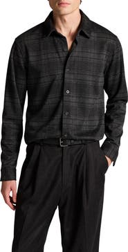 Vince Muted Plaid Cotton & Wool Blend Shirt