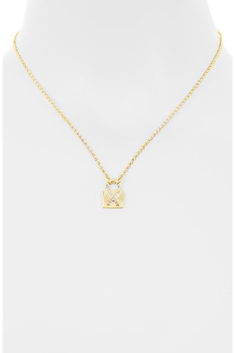 Diamond Padlock Initial Pendant Necklace - 0.12ct., Alternate, color, YELLOW-X