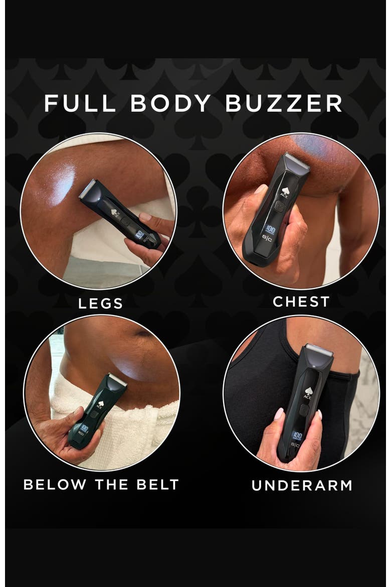 Ace Waterproof Cordless Body Buzzer Trimmer, Alternate, color, Black