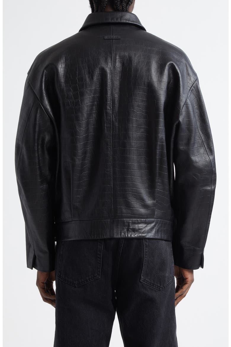 Crop Croc Embossed Leather Jacket (Men) | Nordstrom
