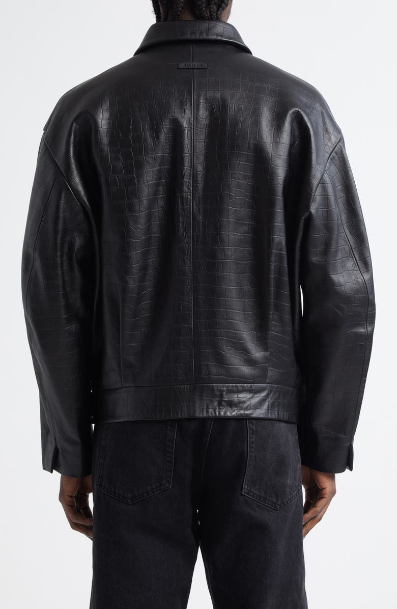 Fear of God Crop Croc Embossed Leather Jacket, Alternate, color, Black