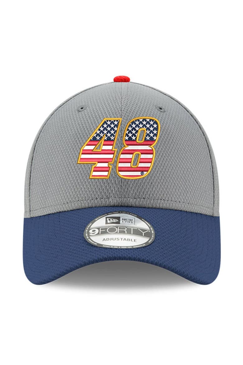 Men's New Era  Gray/Navy Alex Bowman Salute 9FORTY Adjustable Hat, Alternate, color, Gray