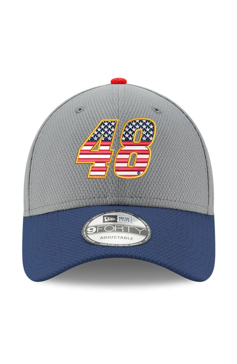 New Era Men's New Era Gray/Navy Alex Bowman Salute 9FORTY Adjustable Hat, Alternate, color, Gray