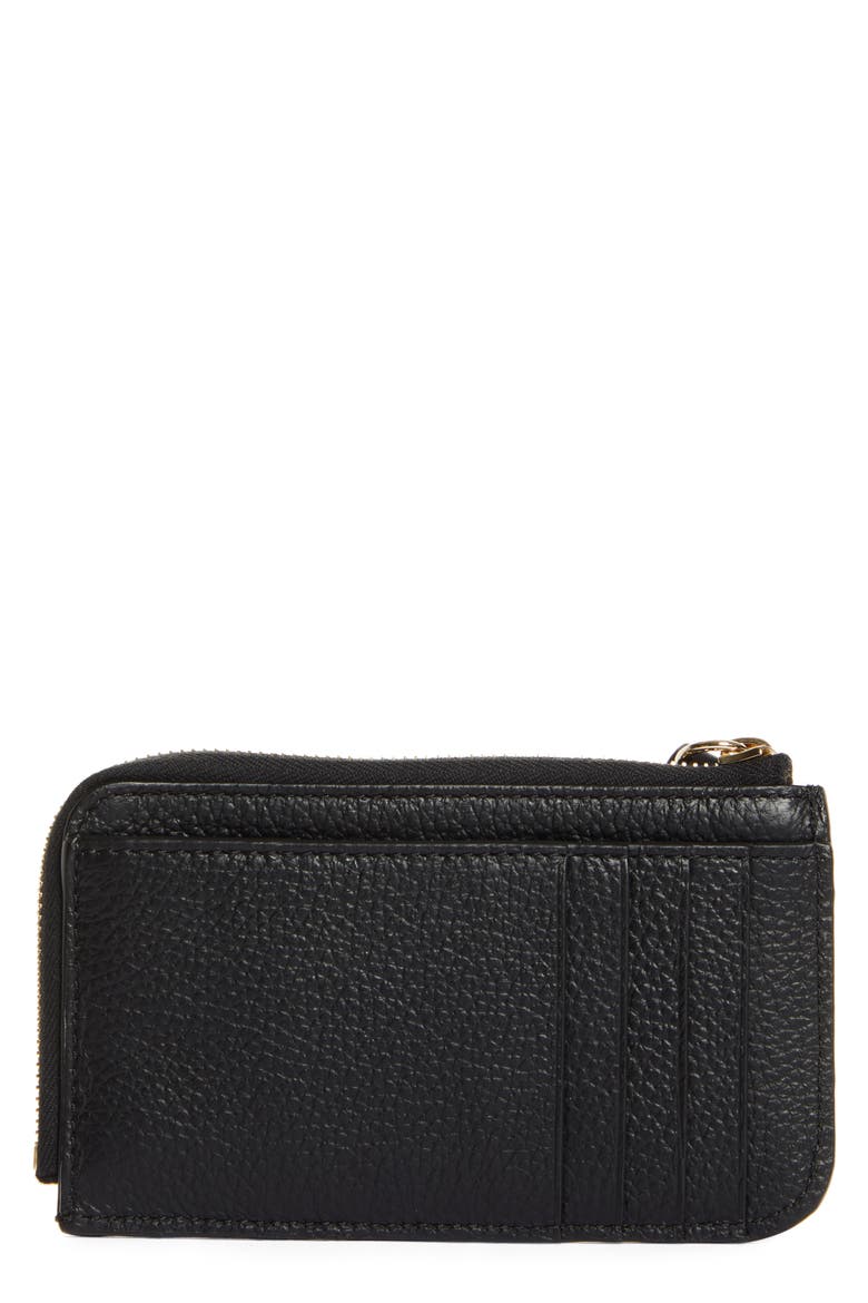 Alphabet Zip Leather Card Holder, Alternate, color, BLACK 001