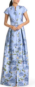Sachin & Babi Marta Belted Mikado Gown