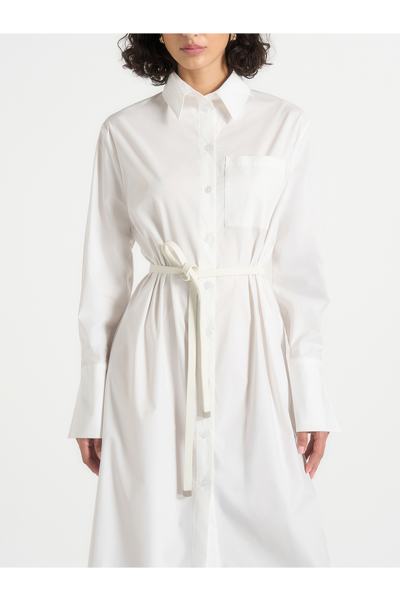 Isa Belted Cotton Midi Shirt Dress, Alternate, color, White