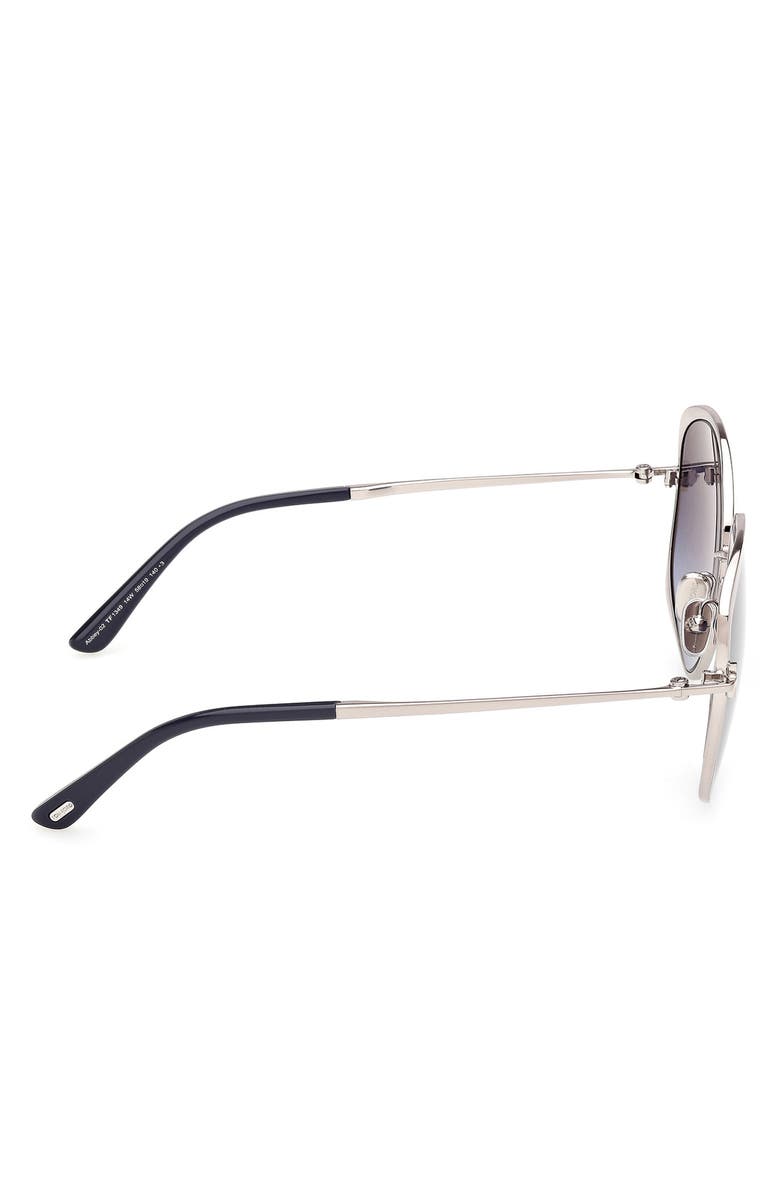 TOM FORD Abbey 58mm Round Sunglasses, Alternate, color, Ruthenium Navy / Gradient Blue