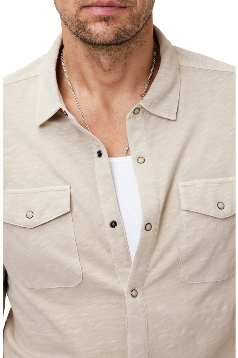 Avron Slub Organic Cotton Knit Snap-Up Western Shirt, Alternate, color, ALMOND