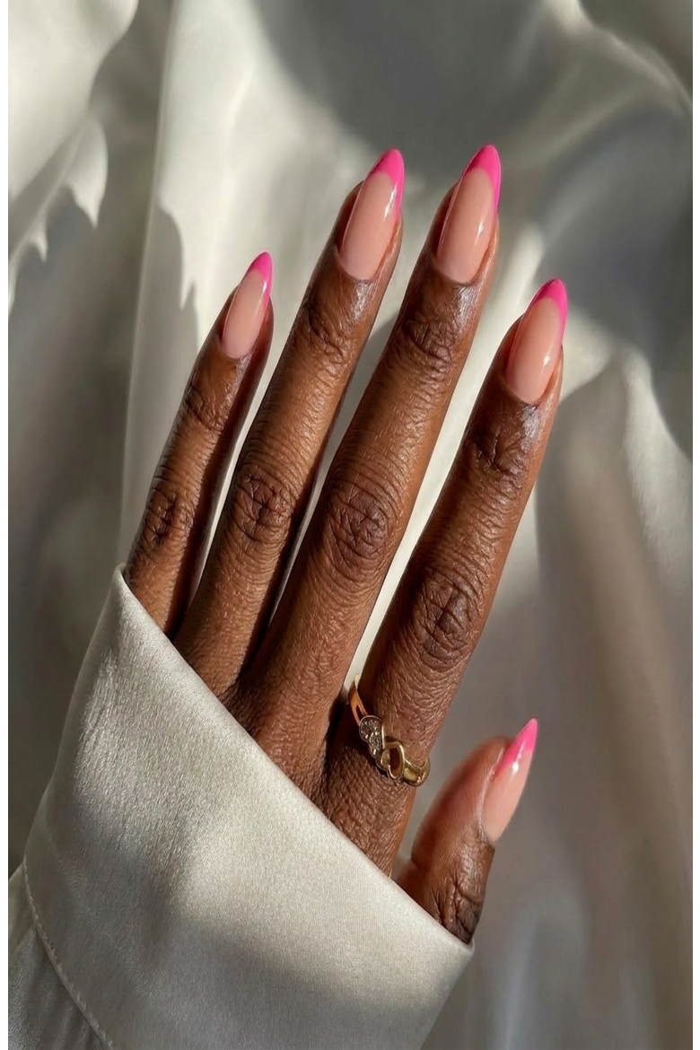 Summer Berry French Almond Nails, Alternate, color, Summer Berry