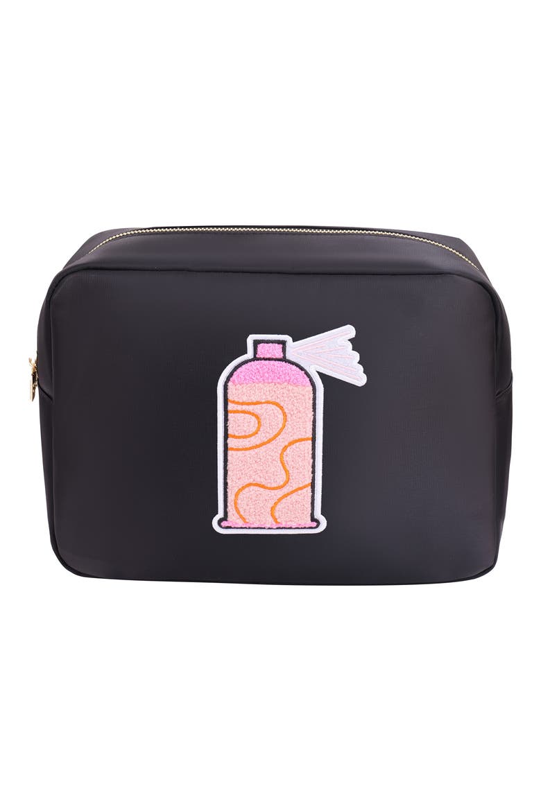 Extra Large Hairspray Cosmetics Bag, Main, color, BLACK