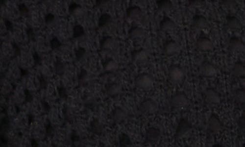 Shop Cece Open Stitch Short Sleeve Cardigan In Rich Black