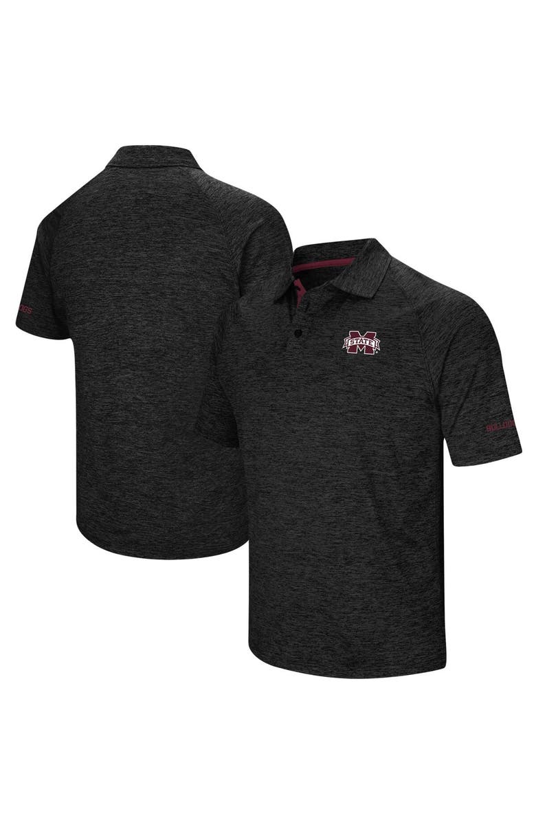 COLOSSEUM Men's Colosseum Heathered Black Mississippi State Bulldogs Down Swing Raglan Polo, Main, color, Heather Black
